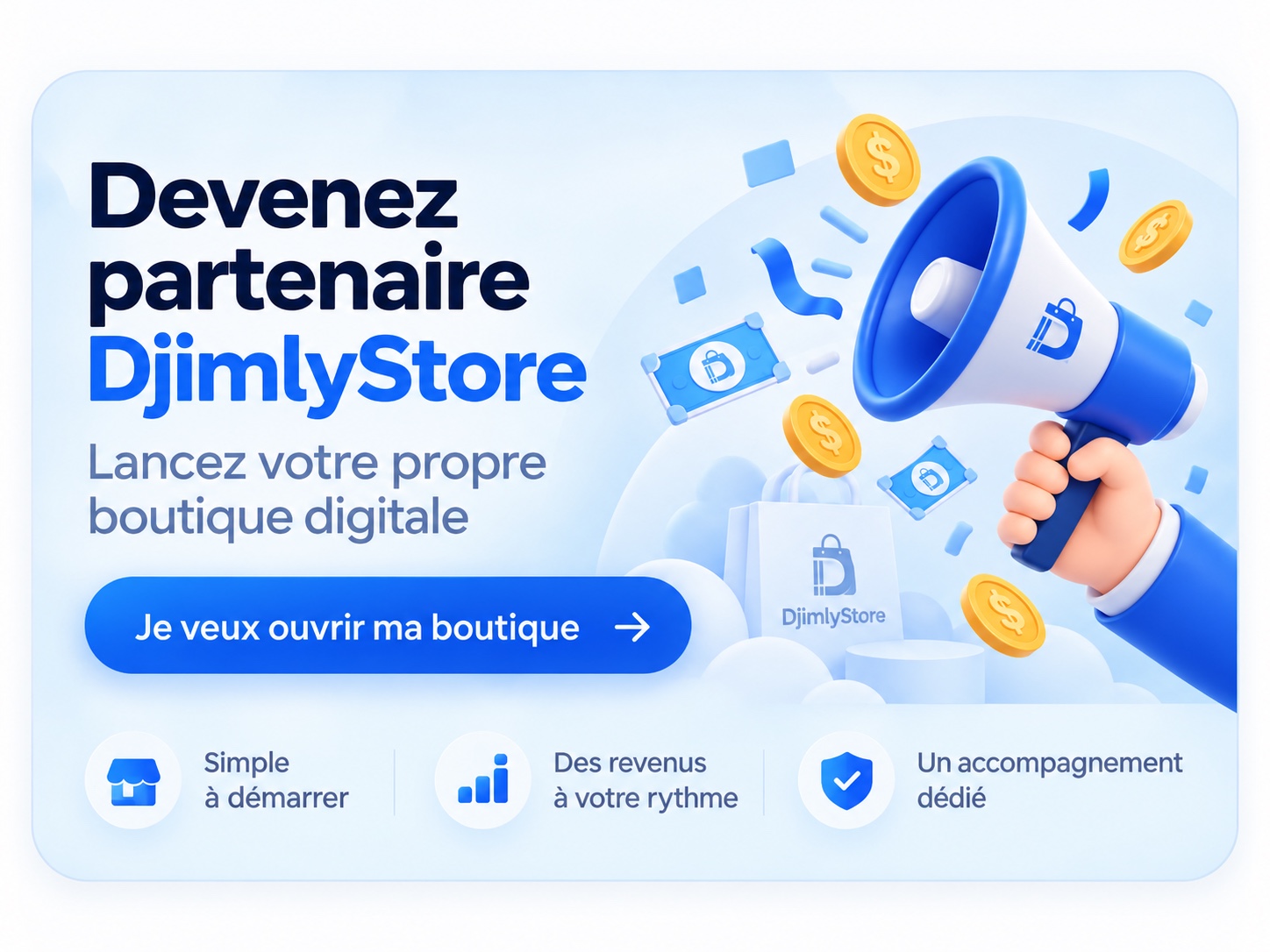 Devenez partenaire DjimlyStore — ouvrez votre boutique gaming